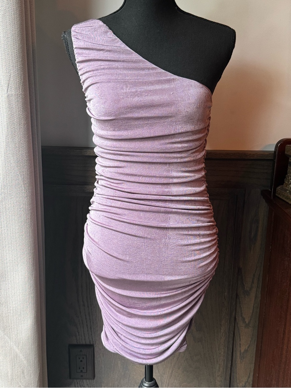 Sophie Rue One-Shoulder Lilac Ruched Bodycon Dress